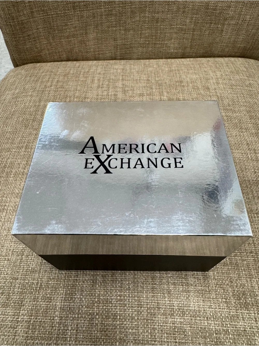 American Exchange Men's Watch & Bracelet Set Silver Tone Brown Strap